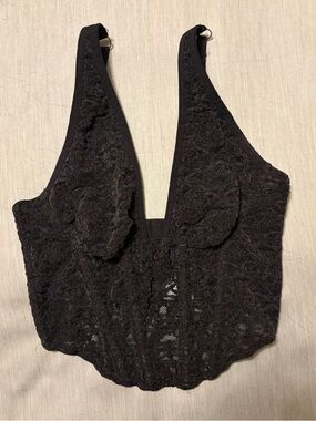 Urban Outfitters Out From Under Dark Romantic Convertible Corset in Black, Small